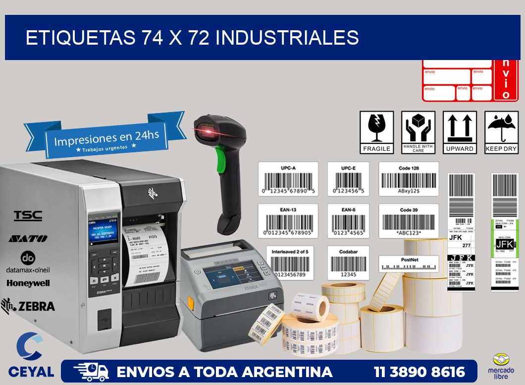 ETIQUETAS 74 x 72 INDUSTRIALES