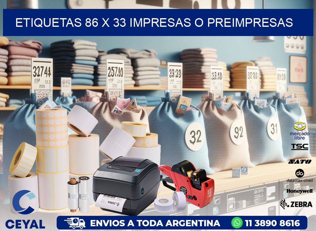 ETIQUETAS 86 x 33 IMPRESAS O PREIMPRESAS