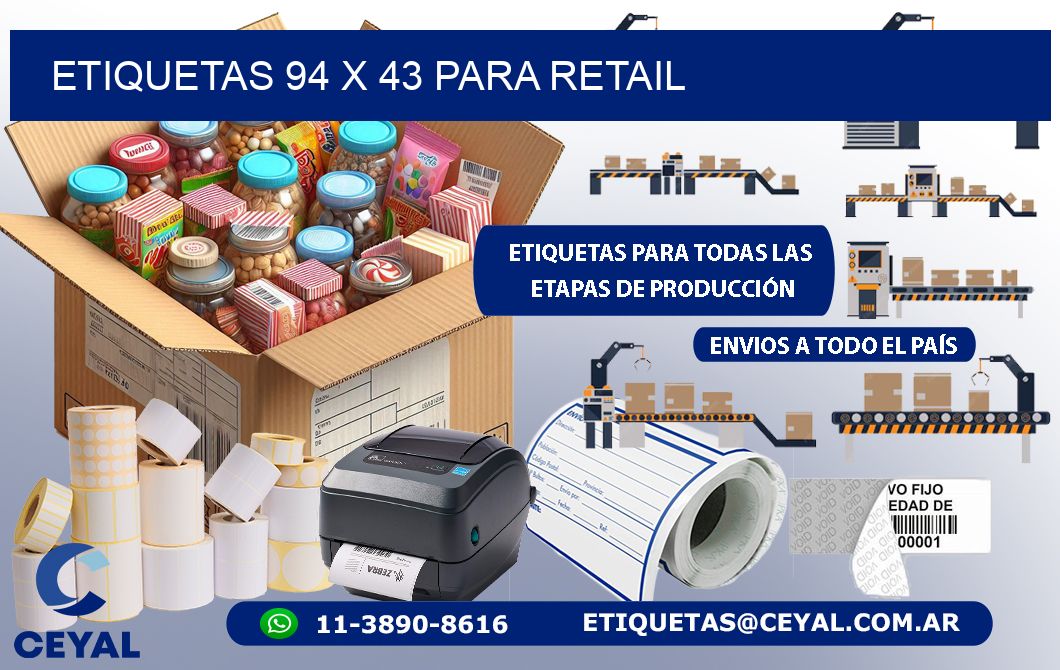 ETIQUETAS 94 x 43 PARA RETAIL