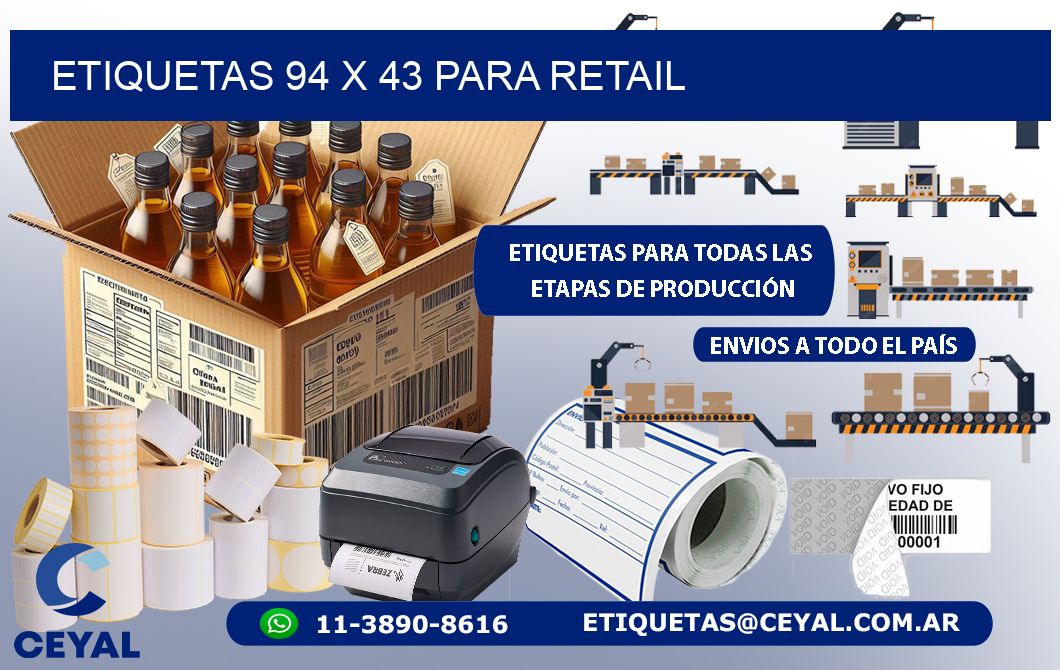 ETIQUETAS 94 x 43 PARA RETAIL