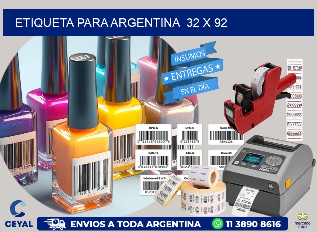 etiqueta para Argentina  32 x 92