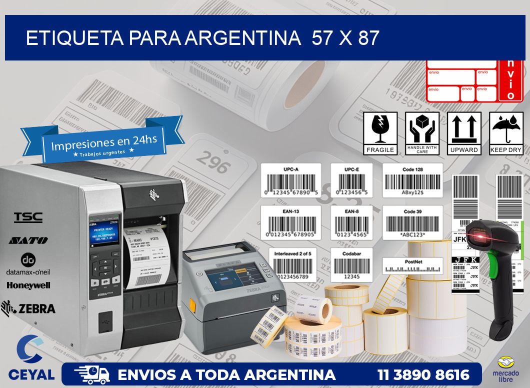 etiqueta para Argentina  57 x 87