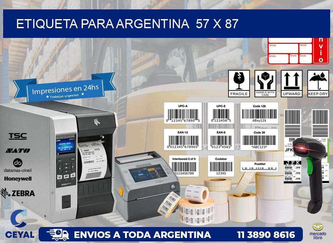 etiqueta para Argentina  57 x 87