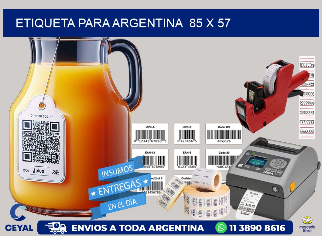 etiqueta para Argentina  85 x 57