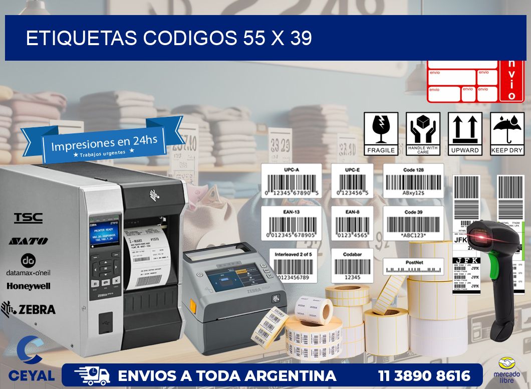 etiquetas codigos 55 x 39