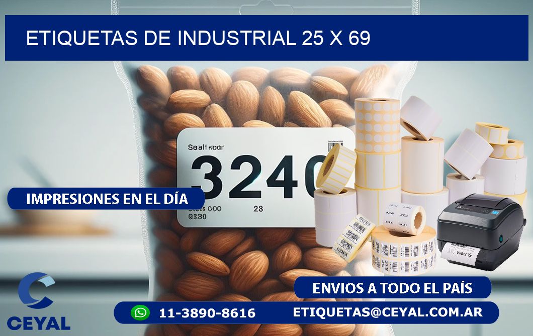 etiquetas de industrial 25 x 69