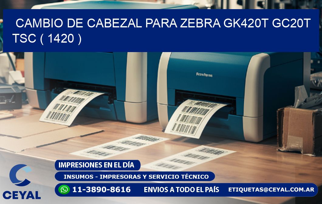 CAMBIO DE CABEZAL PARA ZEBRA GK420T GC20T TSC ( 1420 )