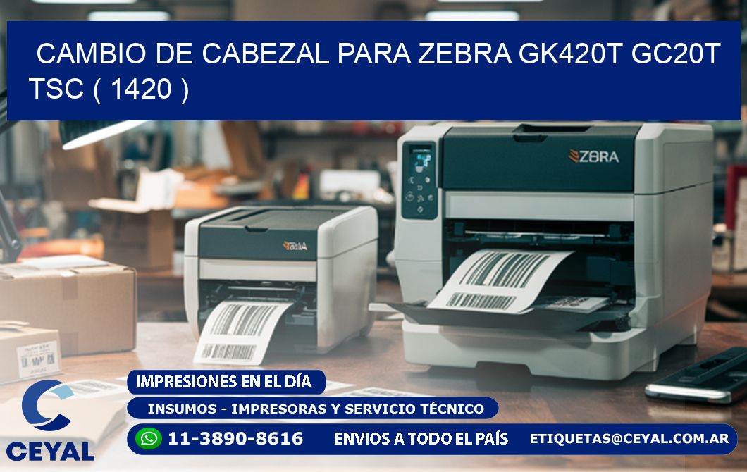 CAMBIO DE CABEZAL PARA ZEBRA GK420T GC20T TSC ( 1420 )