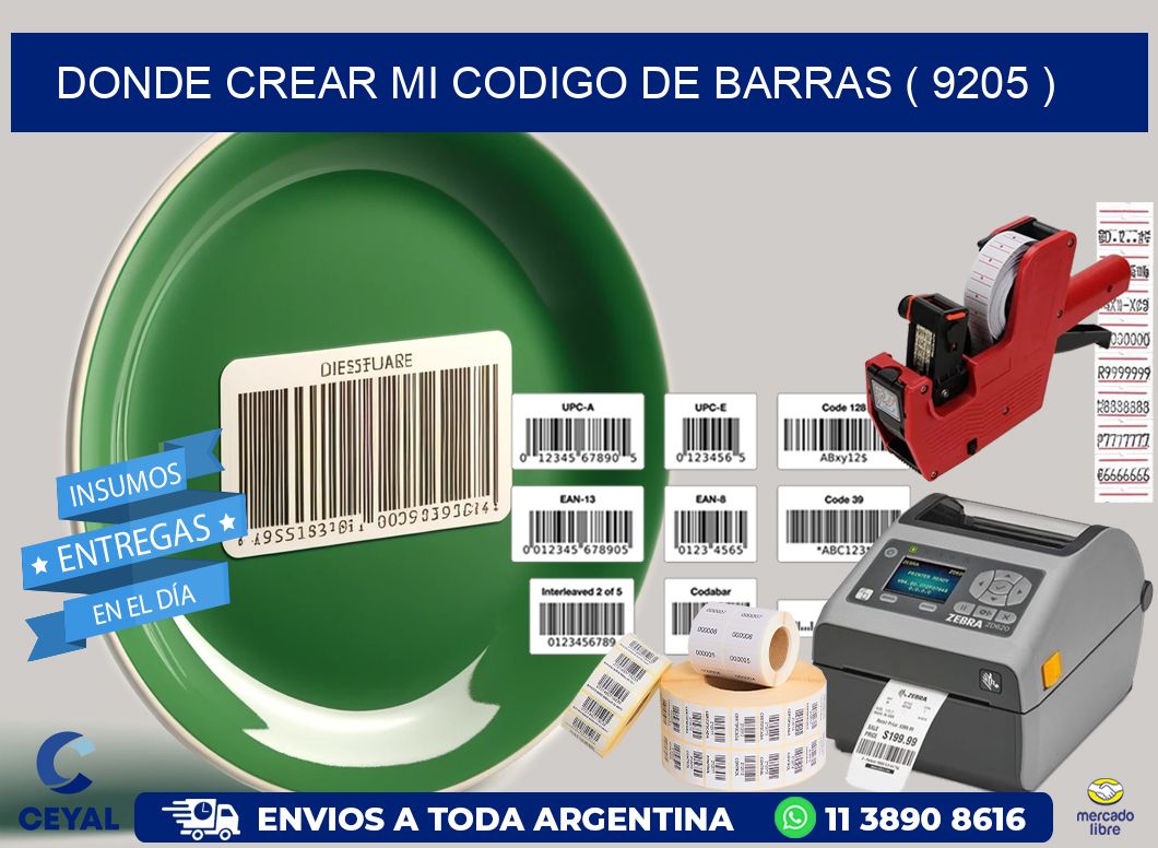 DONDE CREAR MI CODIGO DE BARRAS ( 9205 )