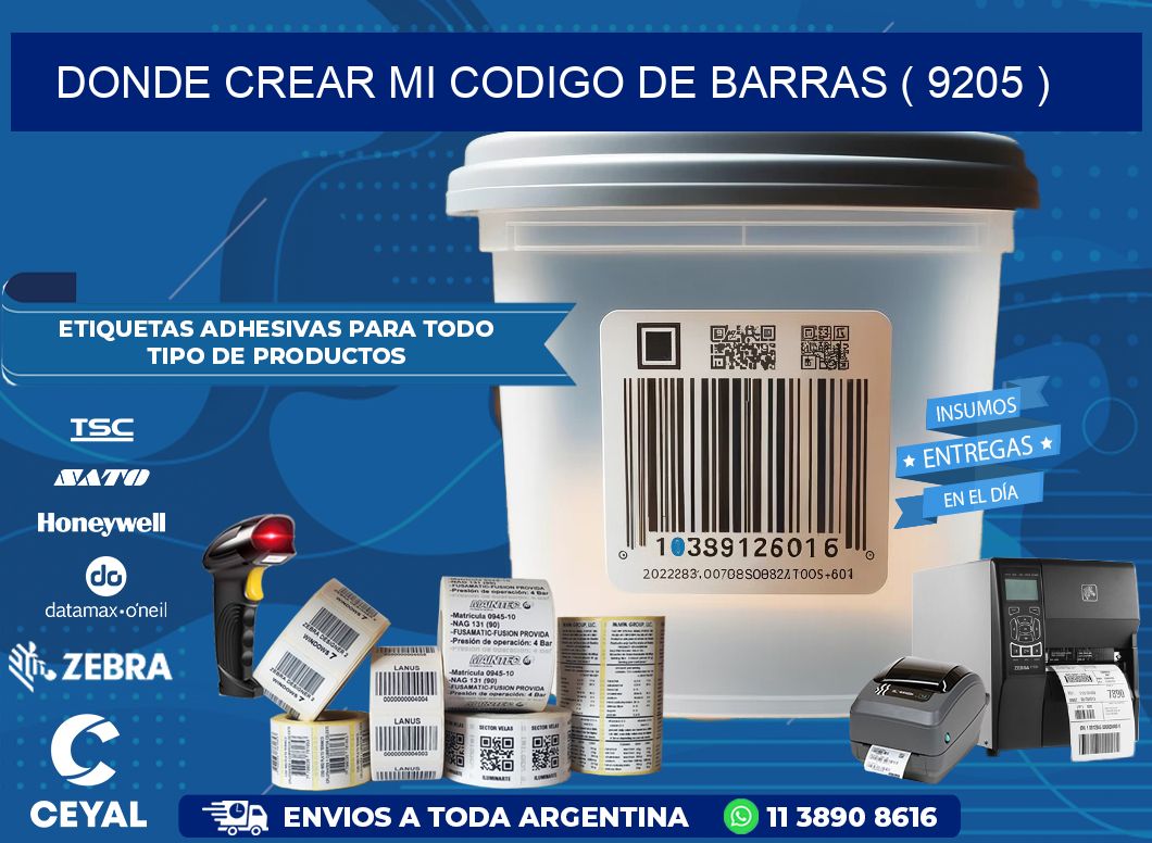 DONDE CREAR MI CODIGO DE BARRAS ( 9205 )