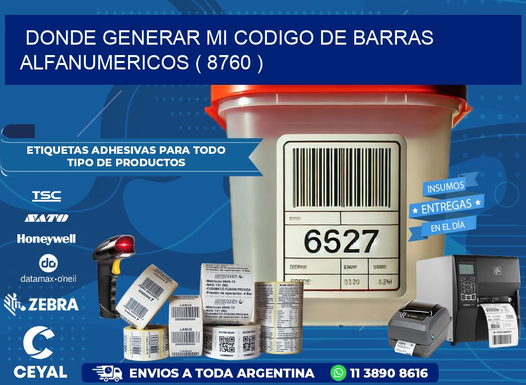 DONDE GENERAR MI CODIGO DE BARRAS ALFANUMERICOS ( 8760 )