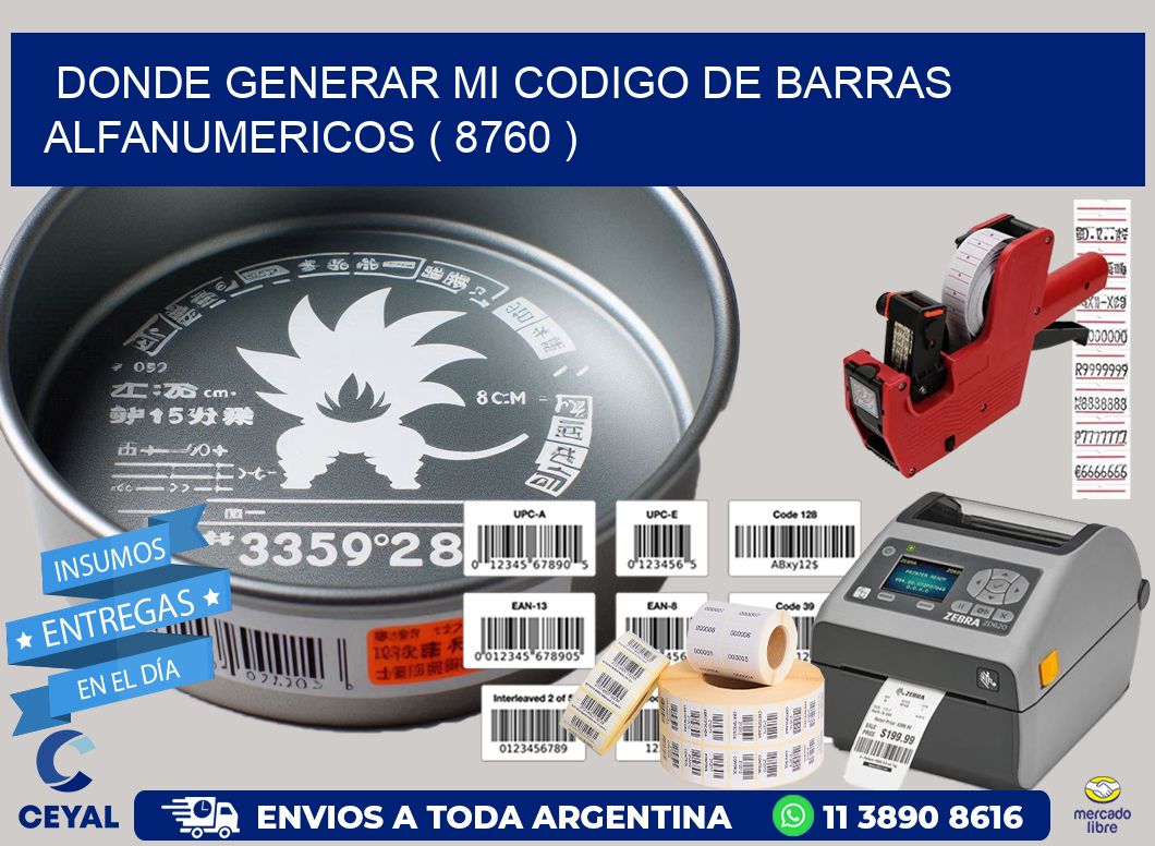 DONDE GENERAR MI CODIGO DE BARRAS ALFANUMERICOS ( 8760 )