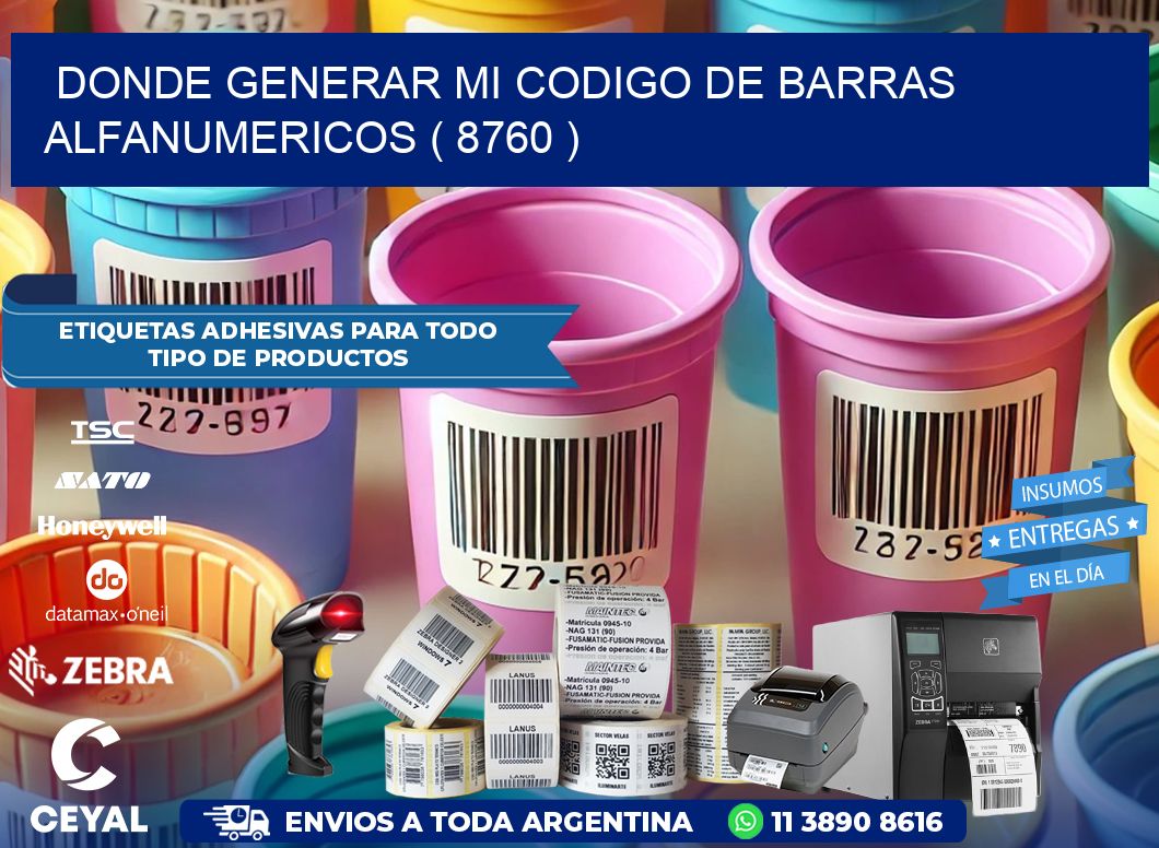 DONDE GENERAR MI CODIGO DE BARRAS ALFANUMERICOS ( 8760 )