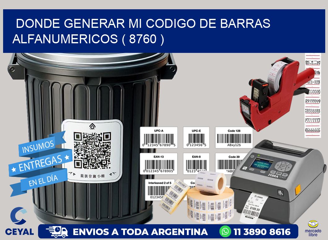 DONDE GENERAR MI CODIGO DE BARRAS ALFANUMERICOS ( 8760 )