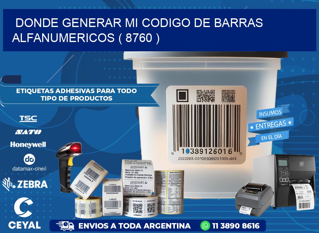 DONDE GENERAR MI CODIGO DE BARRAS ALFANUMERICOS ( 8760 )