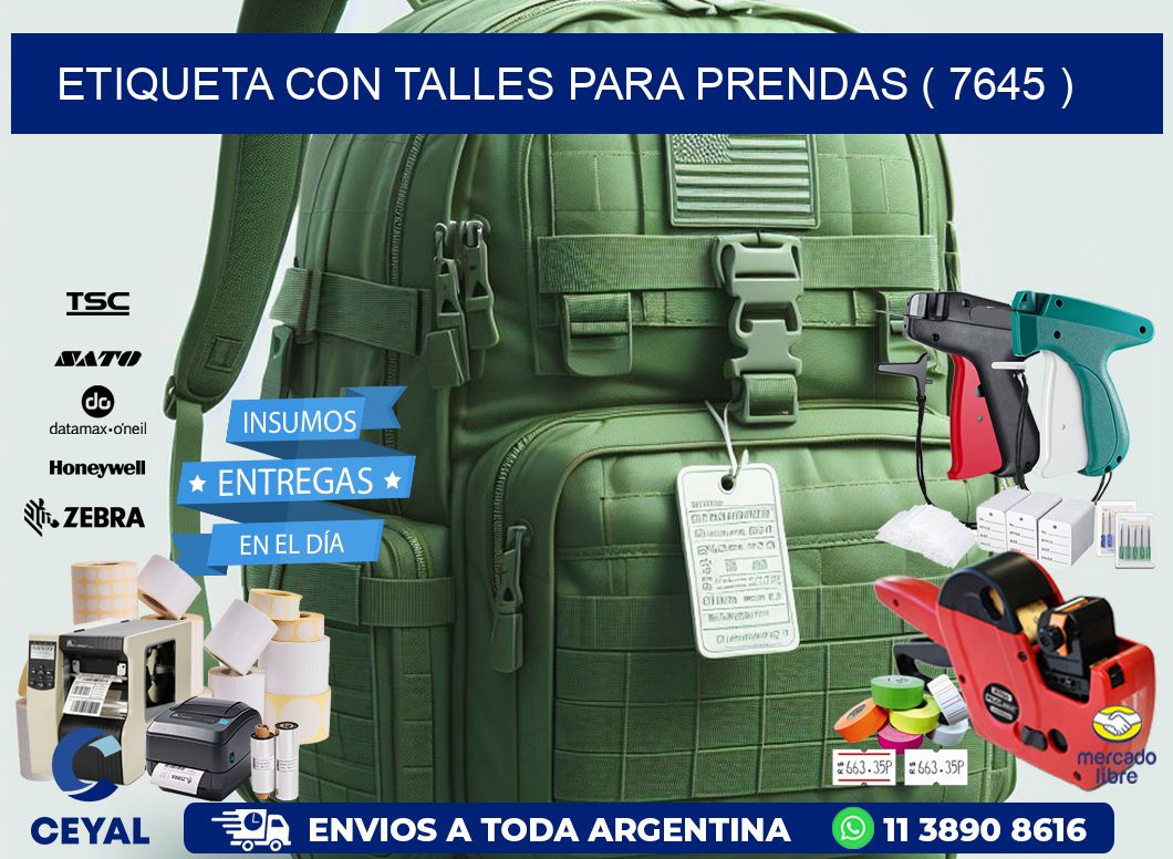 ETIQUETA CON TALLES PARA PRENDAS ( 7645 )