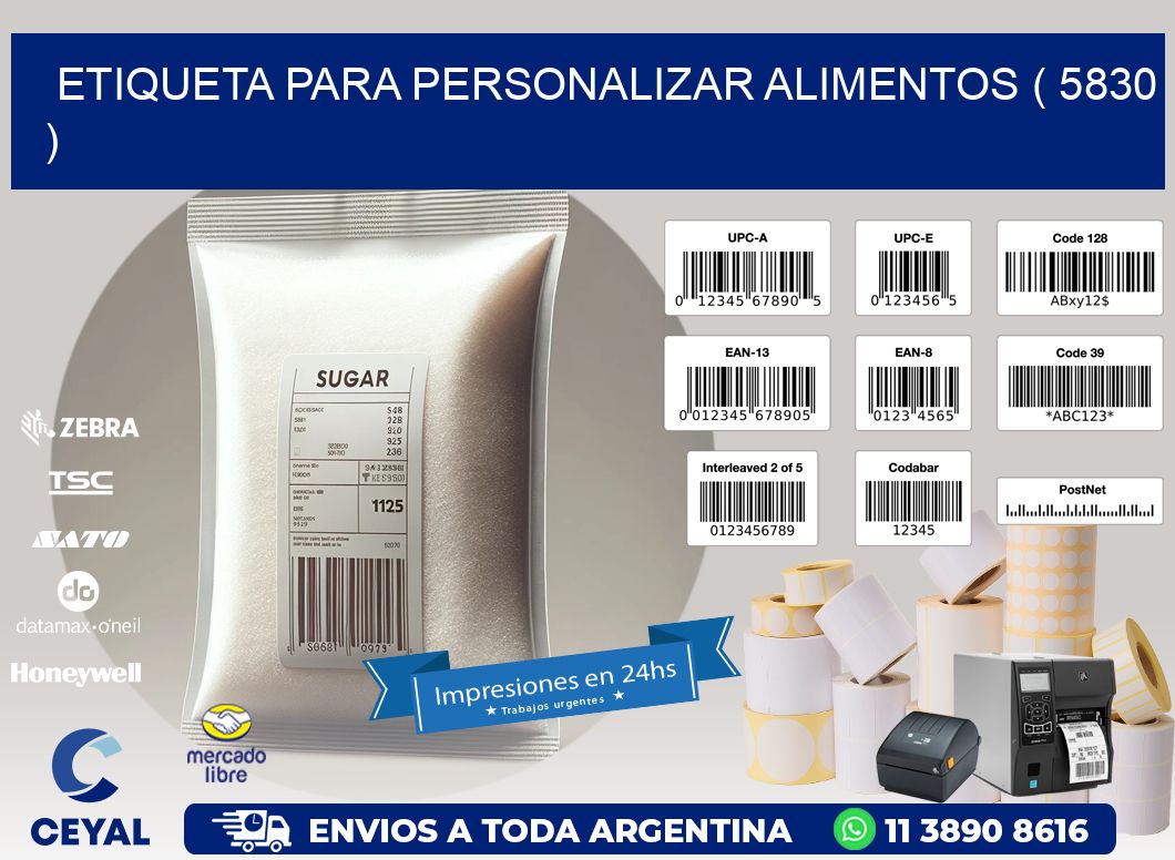 ETIQUETA PARA PERSONALIZAR ALIMENTOS ( 5830 )