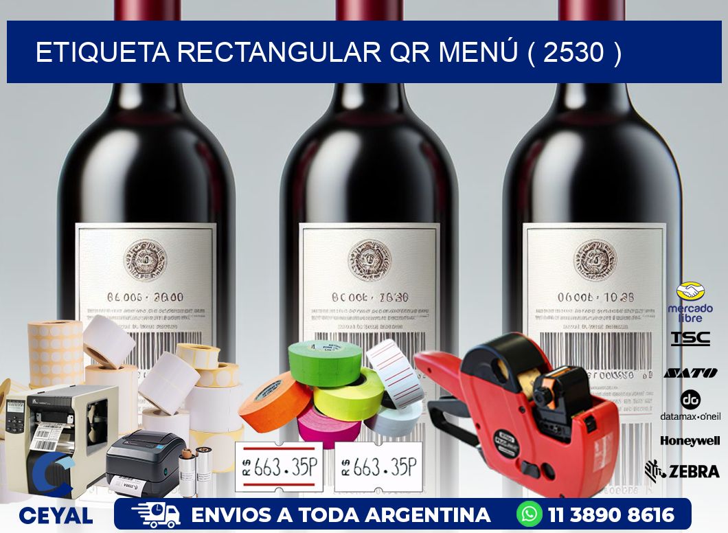 ETIQUETA RECTANGULAR QR MENÚ ( 2530 )