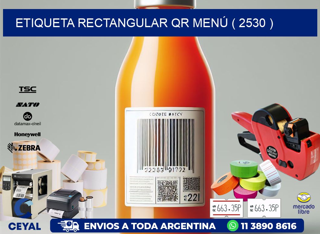 ETIQUETA RECTANGULAR QR MENÚ ( 2530 )