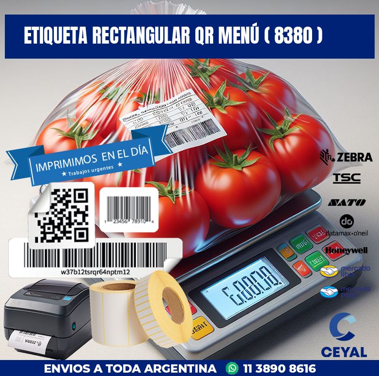 ETIQUETA RECTANGULAR QR MENÚ ( 8380 )