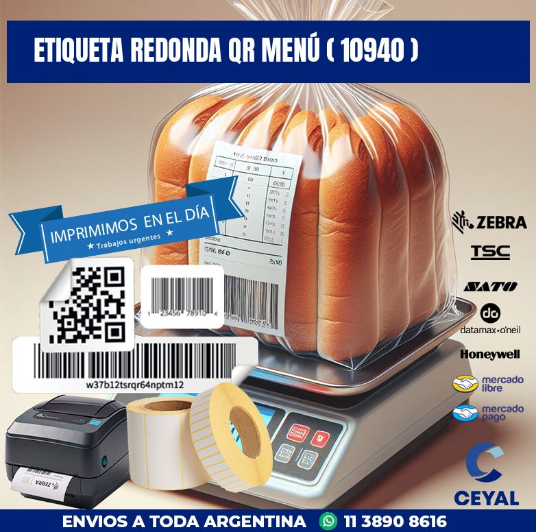 ETIQUETA REDONDA QR MENÚ ( 10940 )