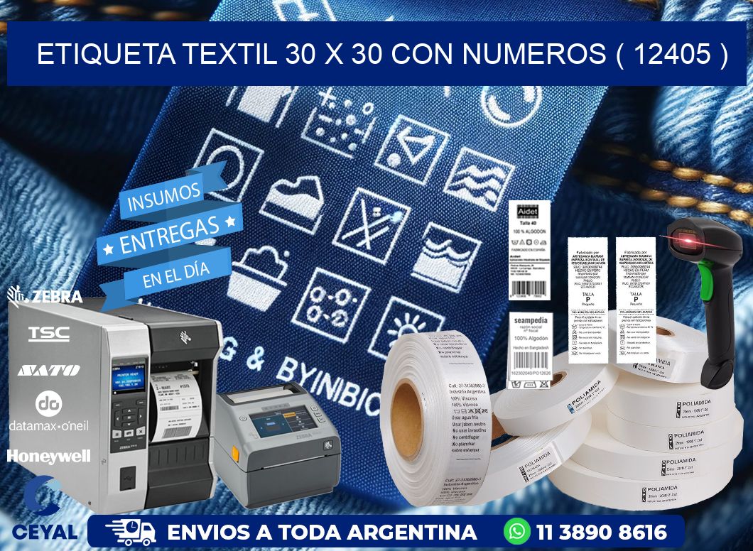 ETIQUETA TEXTIL 30 X 30 CON NUMEROS ( 12405 )