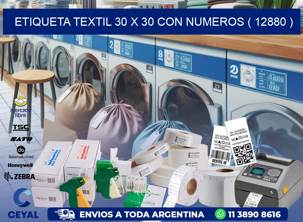 ETIQUETA TEXTIL 30 X 30 CON NUMEROS ( 12880 )