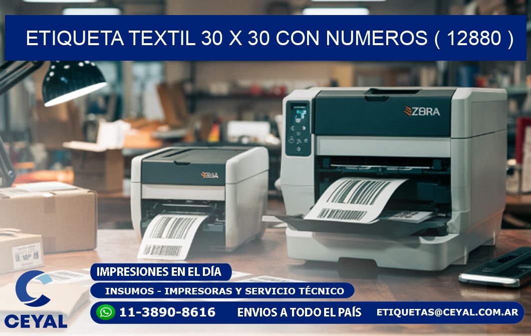 ETIQUETA TEXTIL 30 X 30 CON NUMEROS ( 12880 )