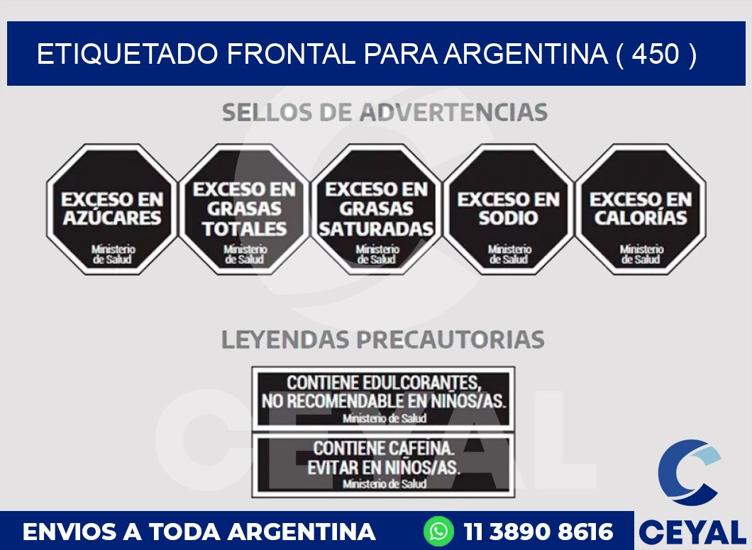 ETIQUETADO FRONTAL PARA ARGENTINA ( 450 )