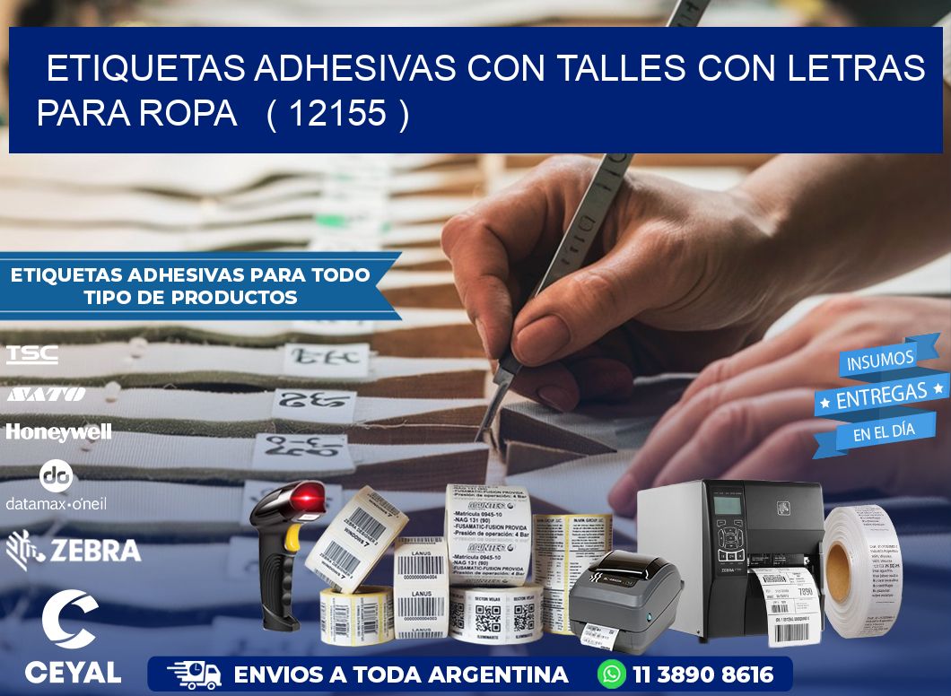 ETIQUETAS ADHESIVAS CON TALLES CON LETRAS PARA ROPA   ( 12155 )