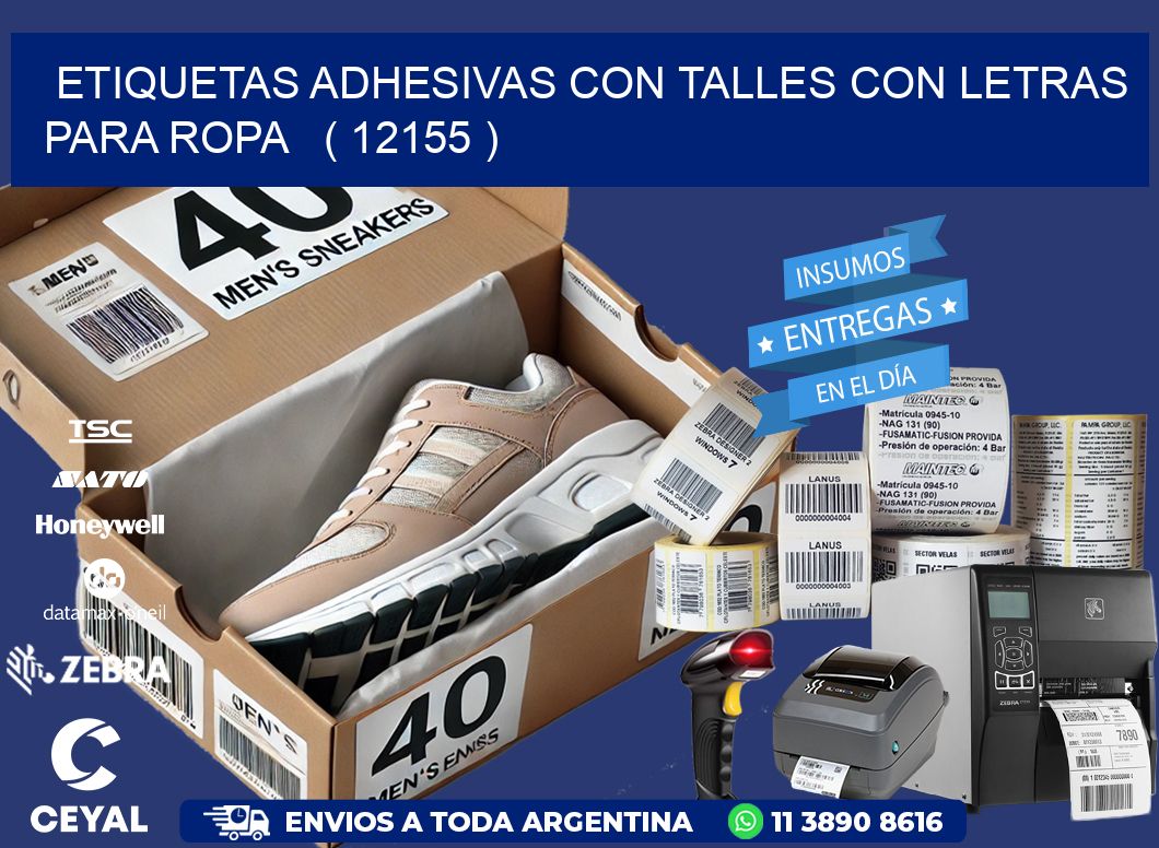 ETIQUETAS ADHESIVAS CON TALLES CON LETRAS PARA ROPA   ( 12155 )