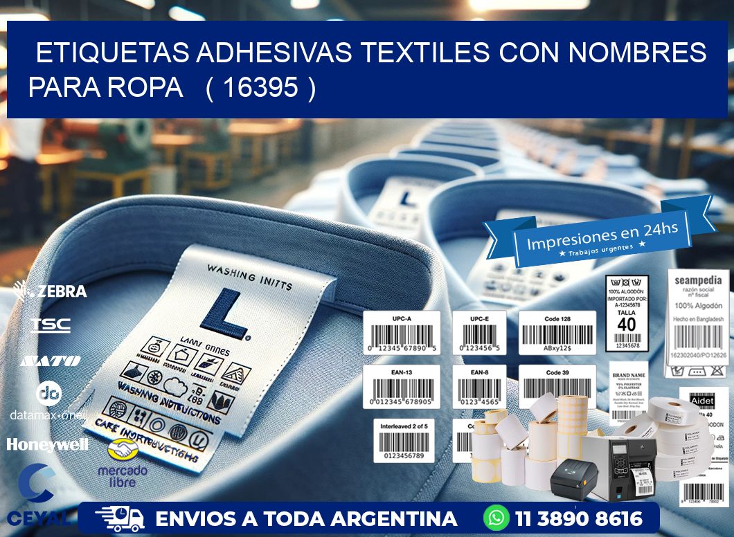 ETIQUETAS ADHESIVAS TEXTILES CON NOMBRES PARA ROPA   ( 16395 )