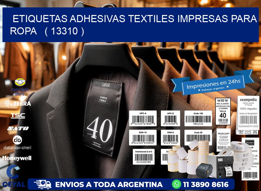 ETIQUETAS ADHESIVAS TEXTILES IMPRESAS PARA ROPA   ( 13310 )