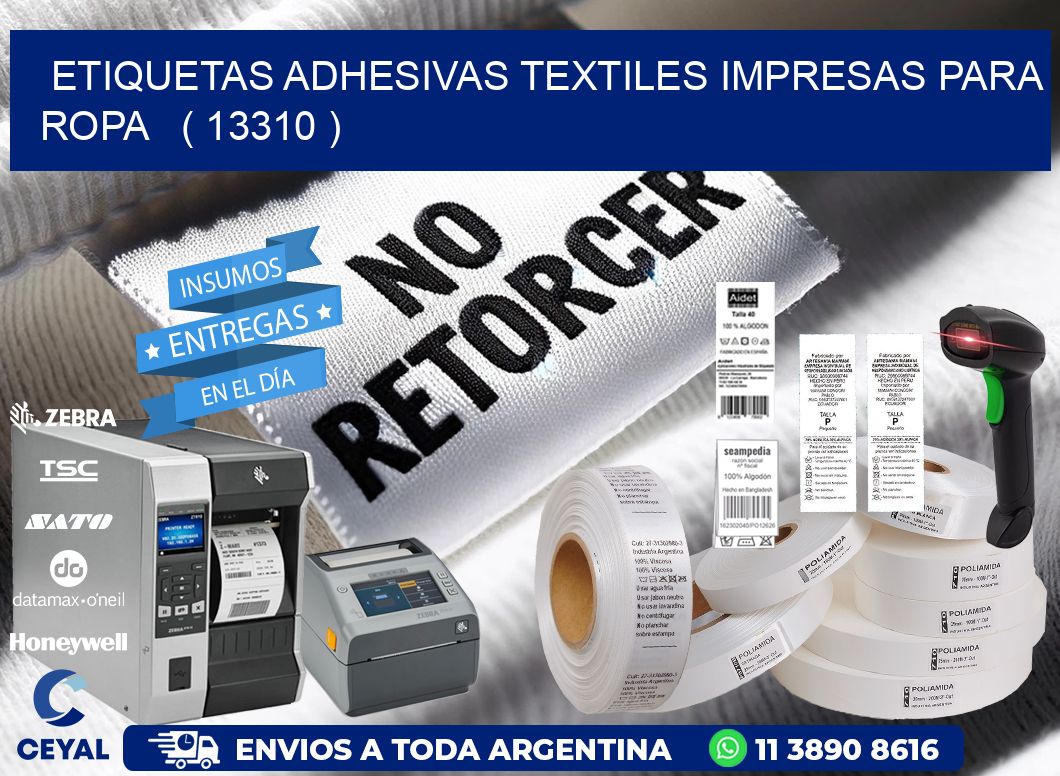 ETIQUETAS ADHESIVAS TEXTILES IMPRESAS PARA ROPA   ( 13310 )