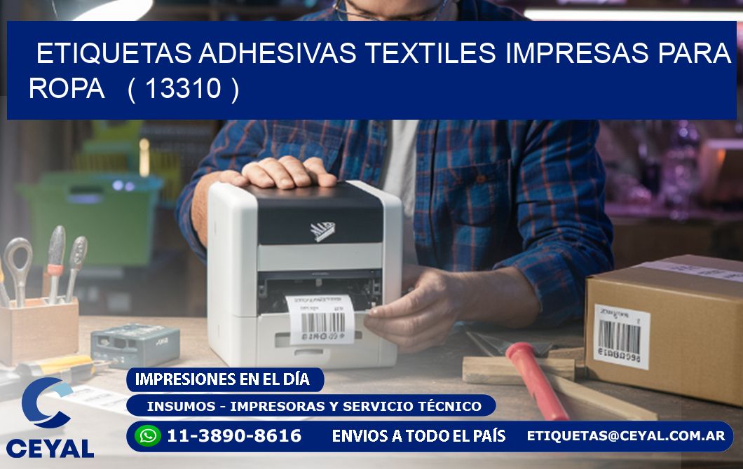 ETIQUETAS ADHESIVAS TEXTILES IMPRESAS PARA ROPA   ( 13310 )