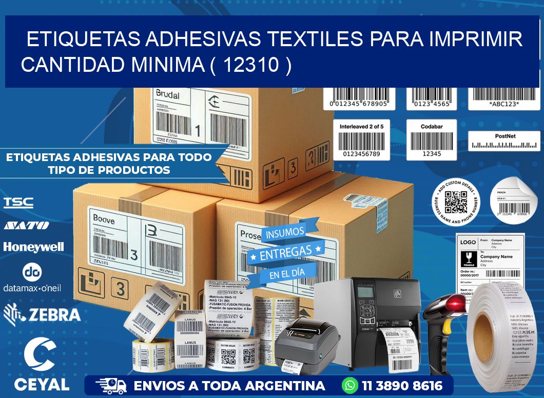 ETIQUETAS ADHESIVAS TEXTILES PARA IMPRIMIR CANTIDAD MINIMA ( 12310 )