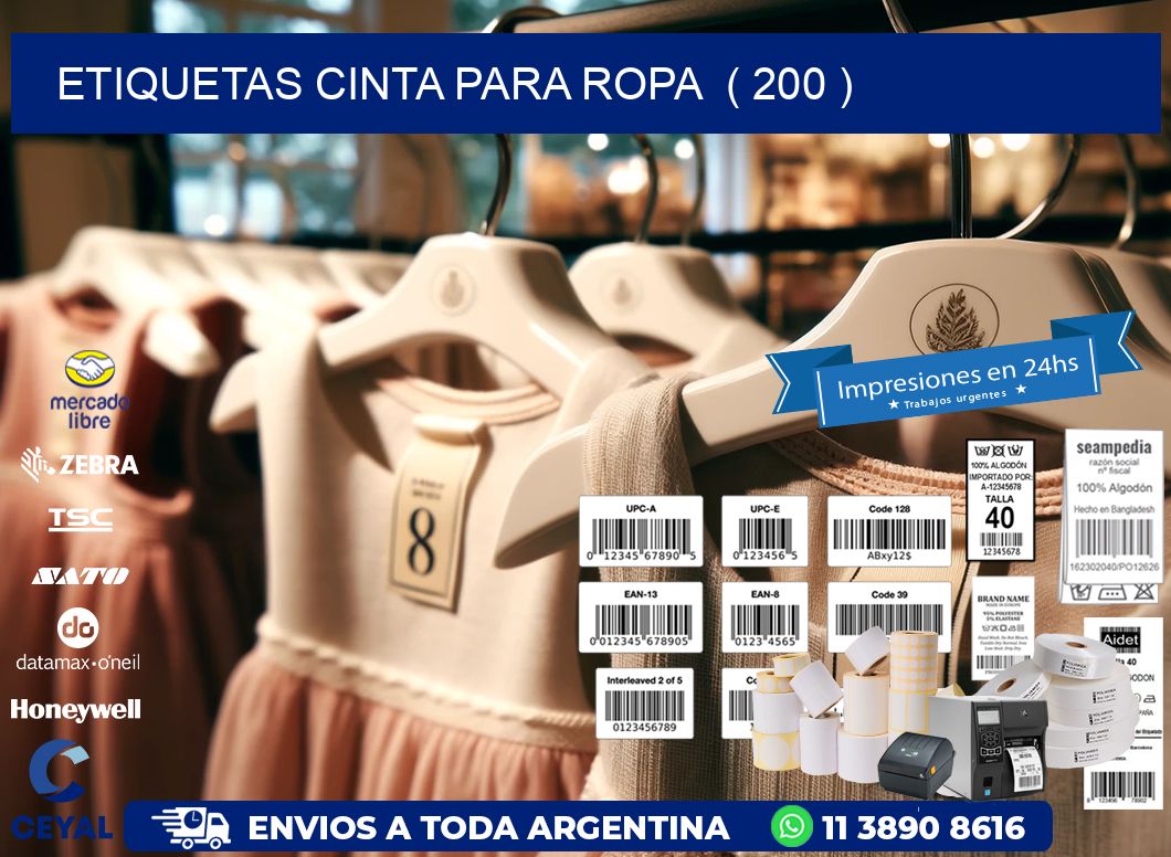 ETIQUETAS CINTA PARA ROPA  ( 200 )