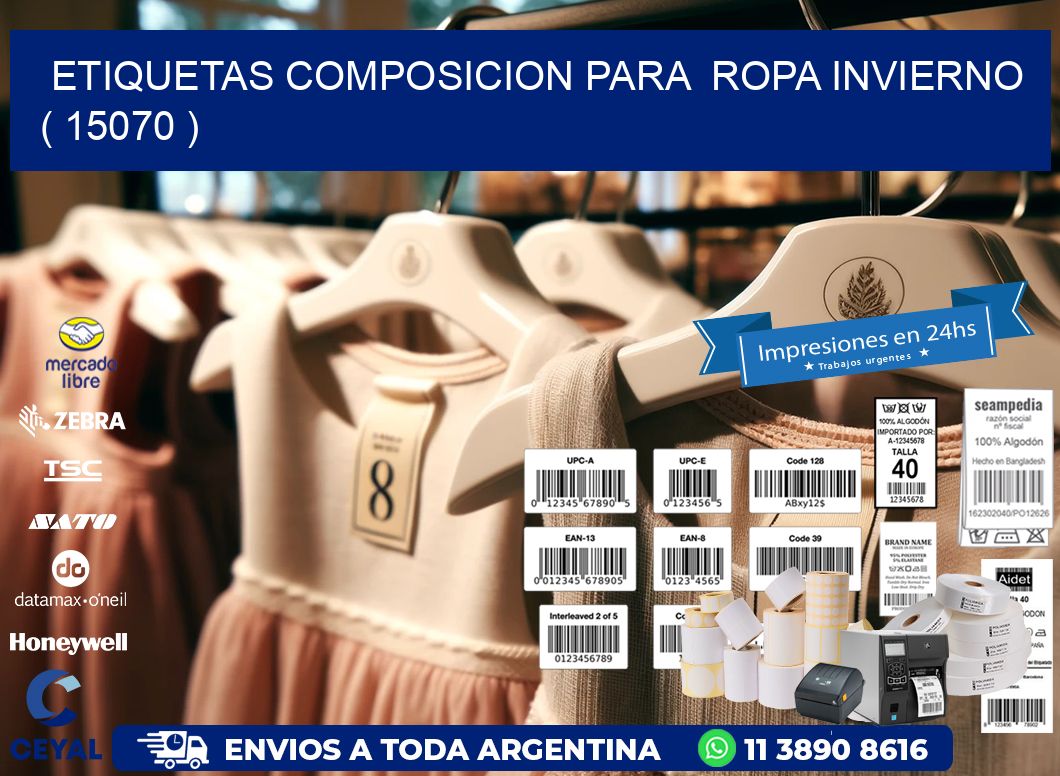 ETIQUETAS COMPOSICION PARA  ROPA INVIERNO   ( 15070 )