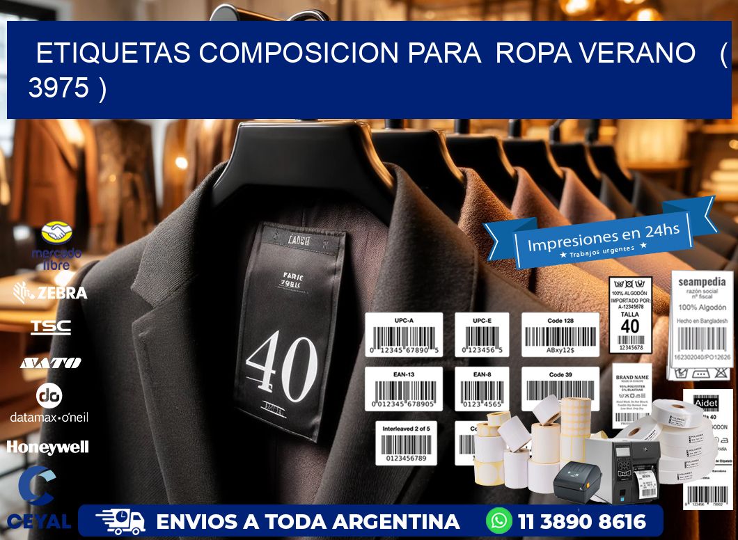 ETIQUETAS COMPOSICION PARA  ROPA VERANO   ( 3975 )