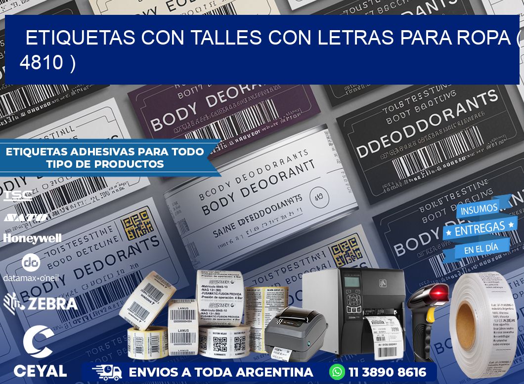 ETIQUETAS CON TALLES CON LETRAS PARA ROPA ( 4810 )