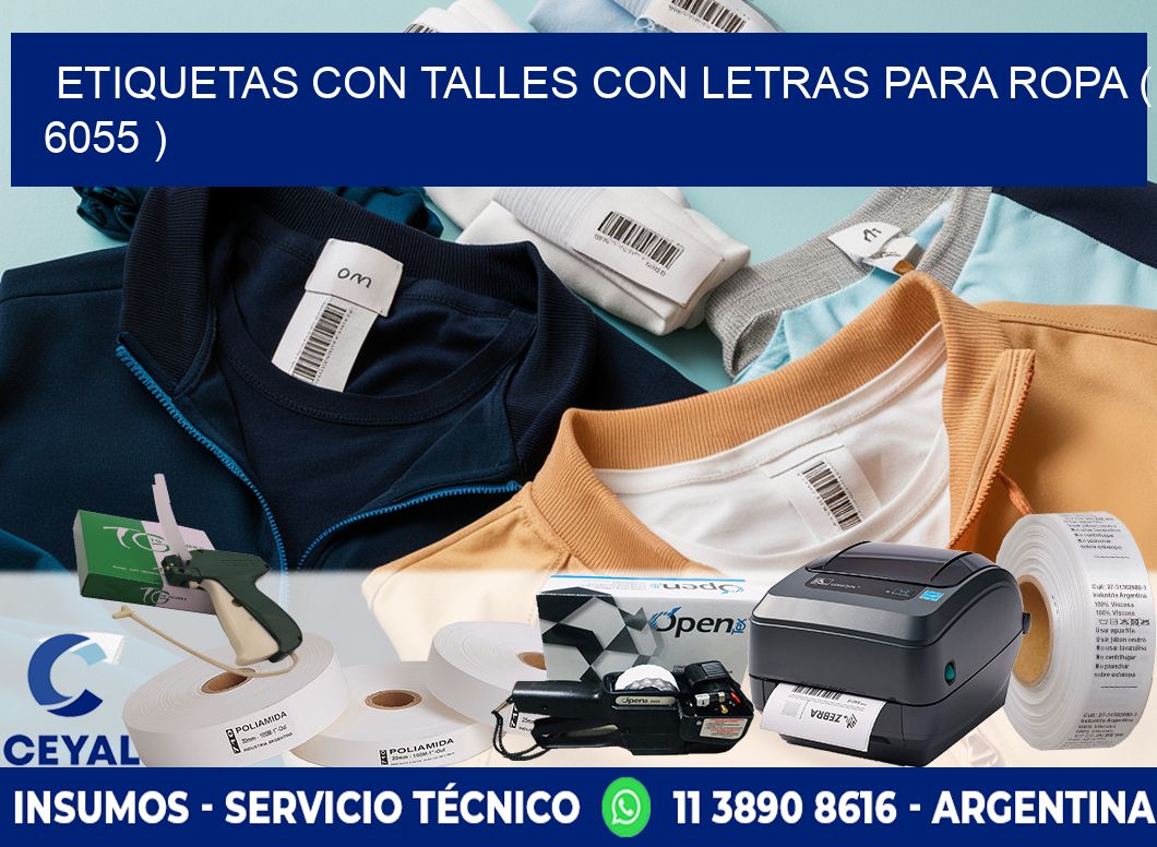 ETIQUETAS CON TALLES CON LETRAS PARA ROPA ( 6055 )