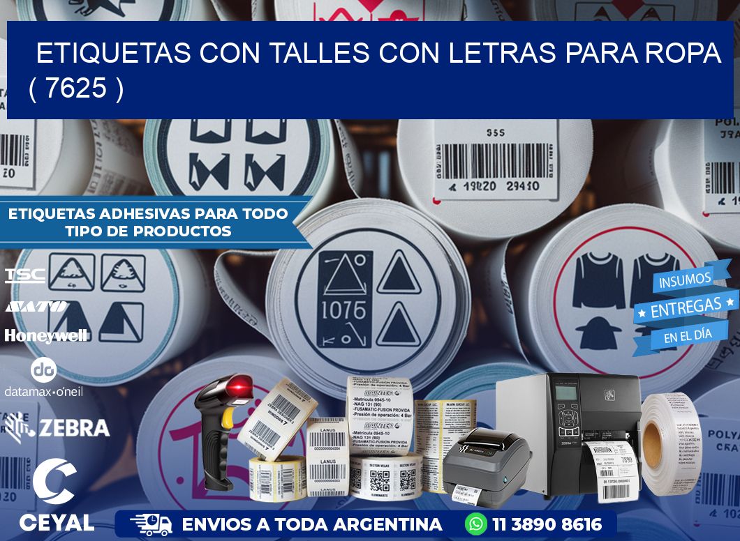 ETIQUETAS CON TALLES CON LETRAS PARA ROPA   ( 7625 )