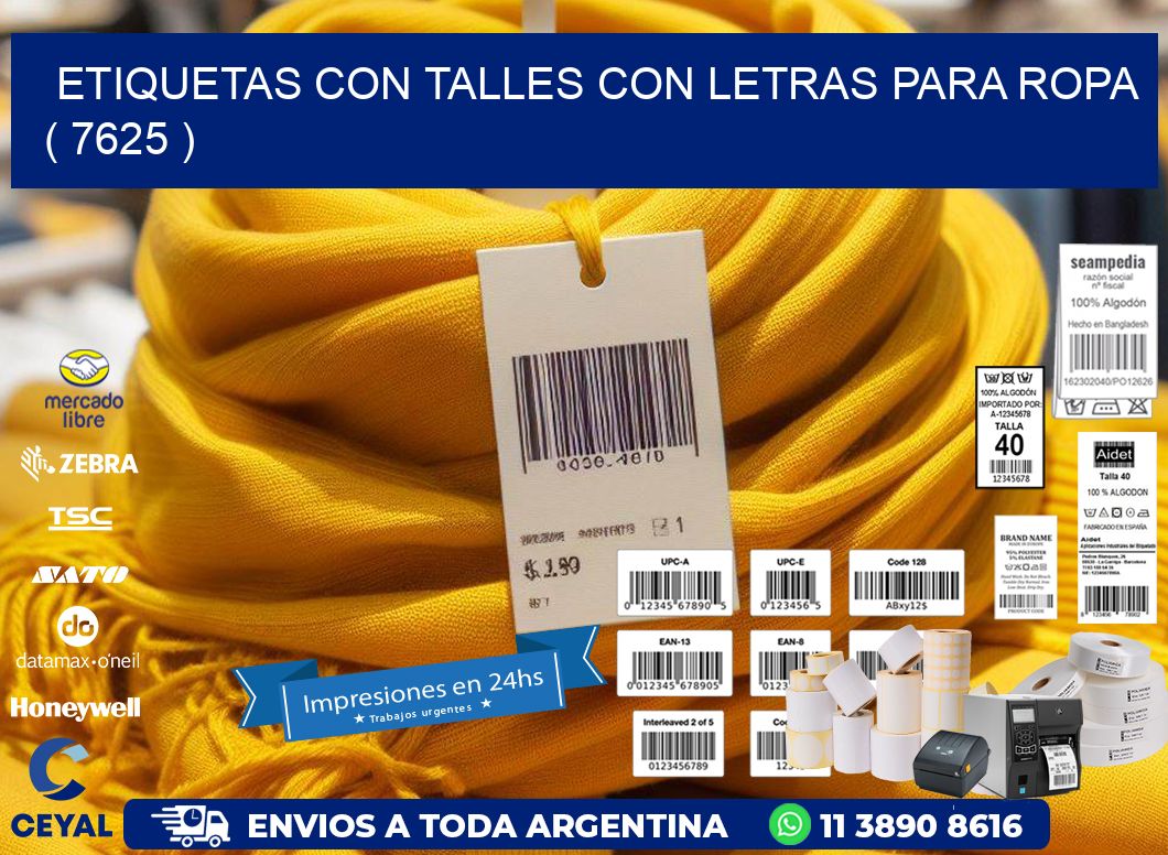 ETIQUETAS CON TALLES CON LETRAS PARA ROPA   ( 7625 )