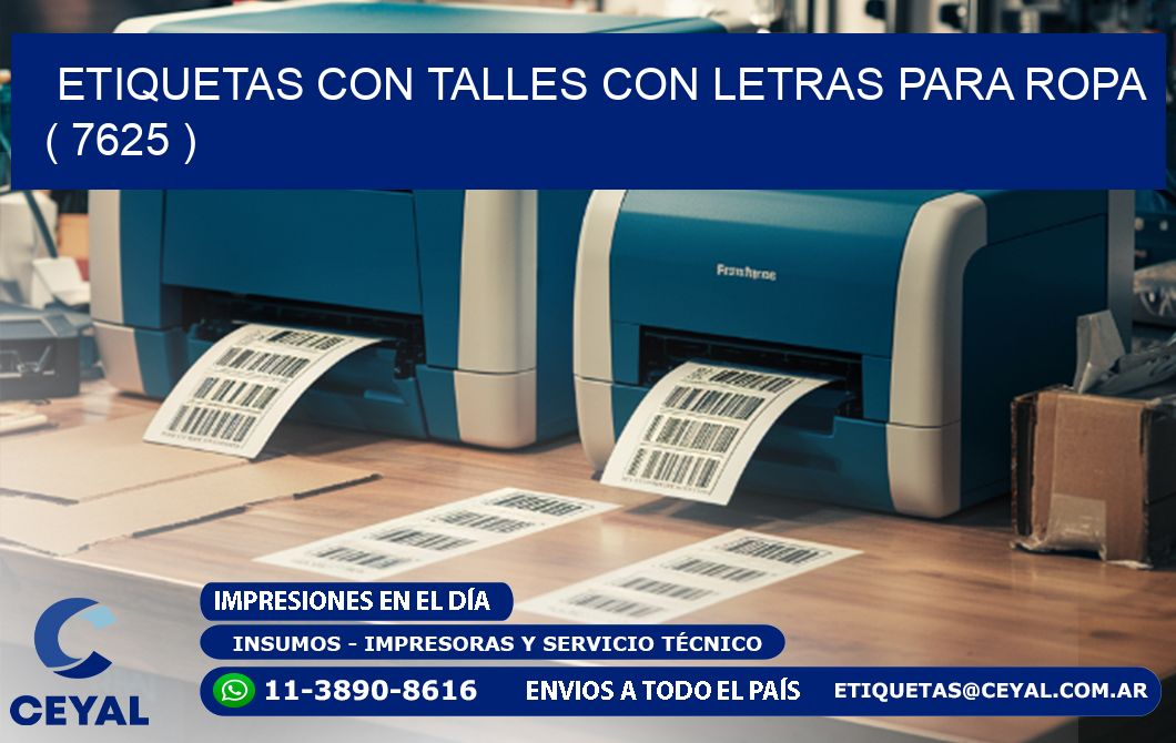 ETIQUETAS CON TALLES CON LETRAS PARA ROPA   ( 7625 )