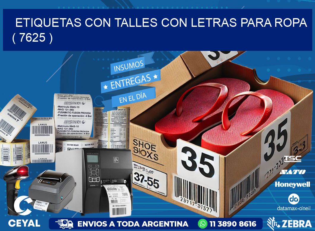 ETIQUETAS CON TALLES CON LETRAS PARA ROPA   ( 7625 )