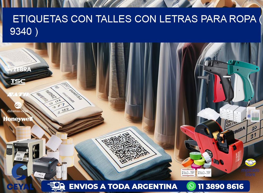 ETIQUETAS CON TALLES CON LETRAS PARA ROPA ( 9340 )