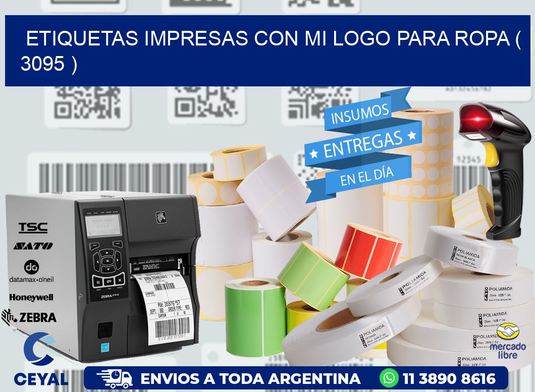 ETIQUETAS IMPRESAS CON MI LOGO PARA ROPA ( 3095 )