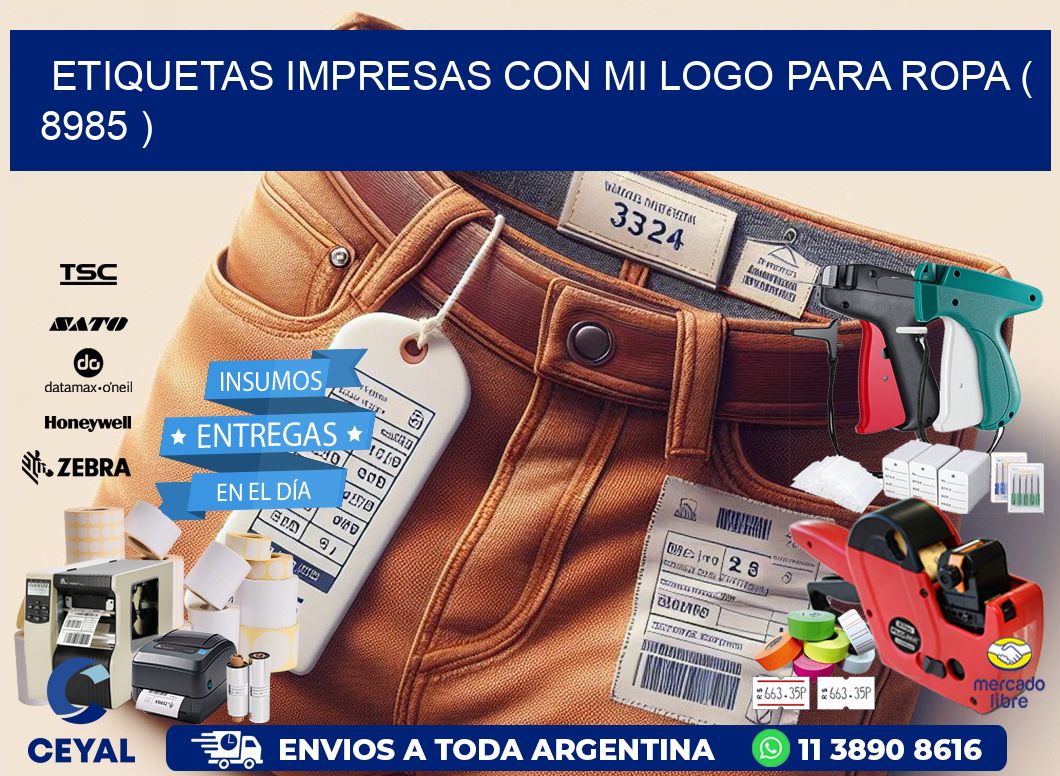 ETIQUETAS IMPRESAS CON MI LOGO PARA ROPA ( 8985 )