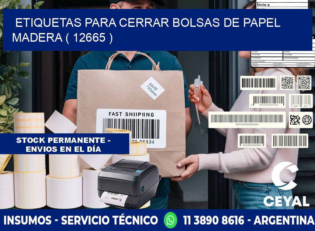 ETIQUETAS PARA CERRAR BOLSAS DE PAPEL MADERA ( 12665 )