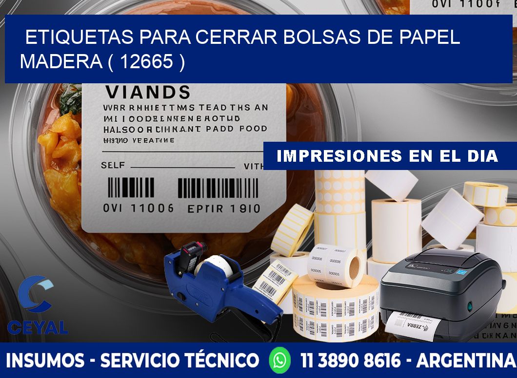 ETIQUETAS PARA CERRAR BOLSAS DE PAPEL MADERA ( 12665 )